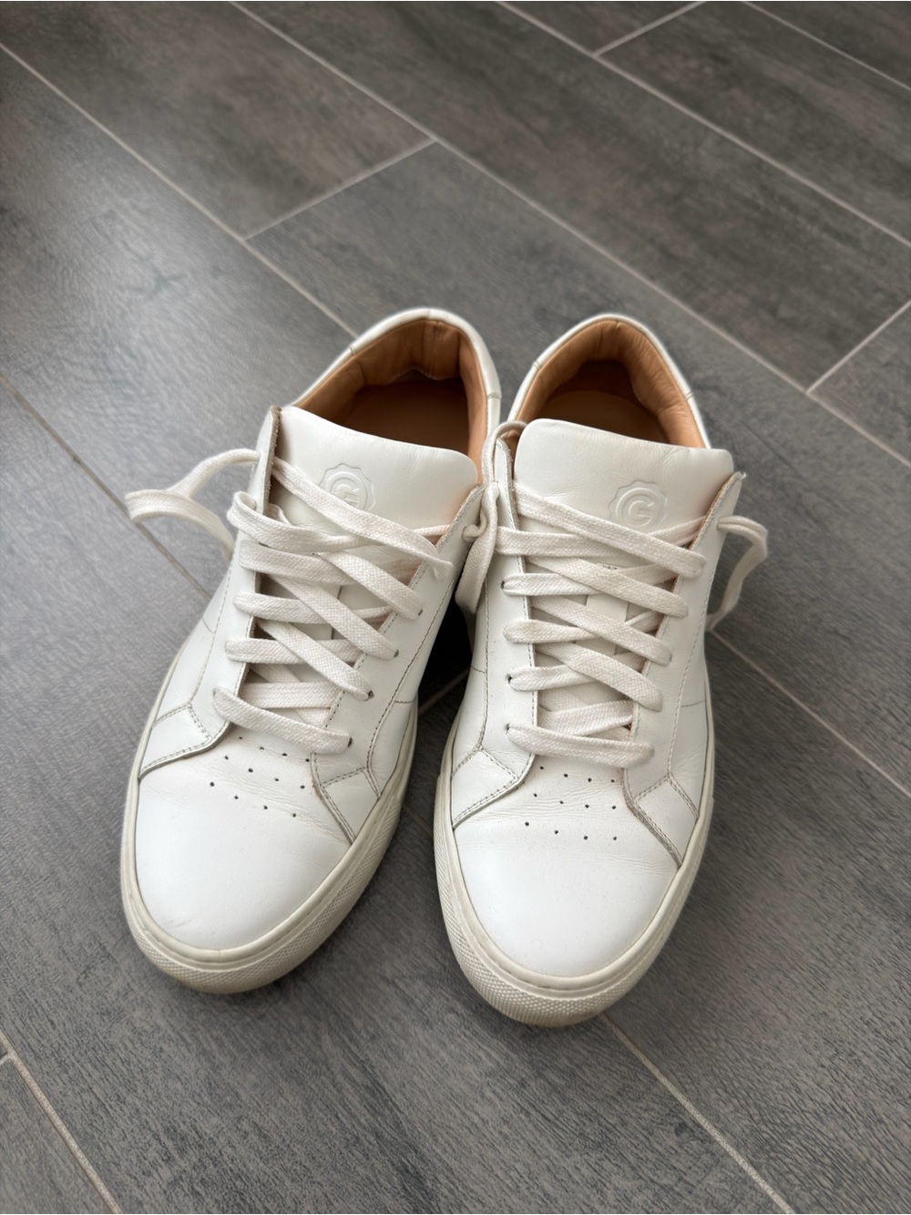 Greats White Sneakers with Tan Leather Interior